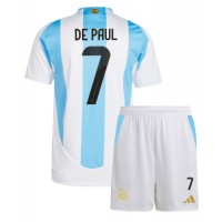 Argentina Rodrigo De Paul #7 Hjemmedraktsett Barn Copa America 2024 Kortermet (+ Korte bukser)